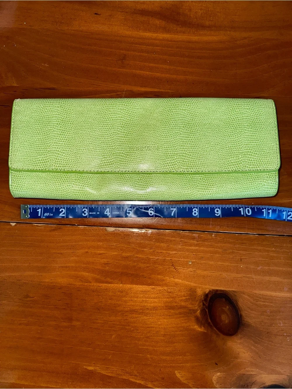 Fornash Lizard Embossed Lime Green Clutch